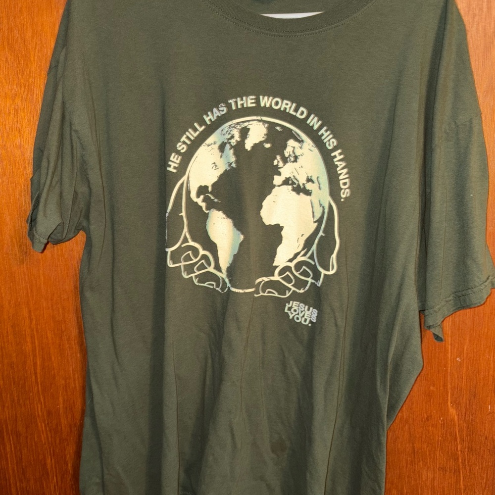 Green Graphic T-Shirt with Earth Design